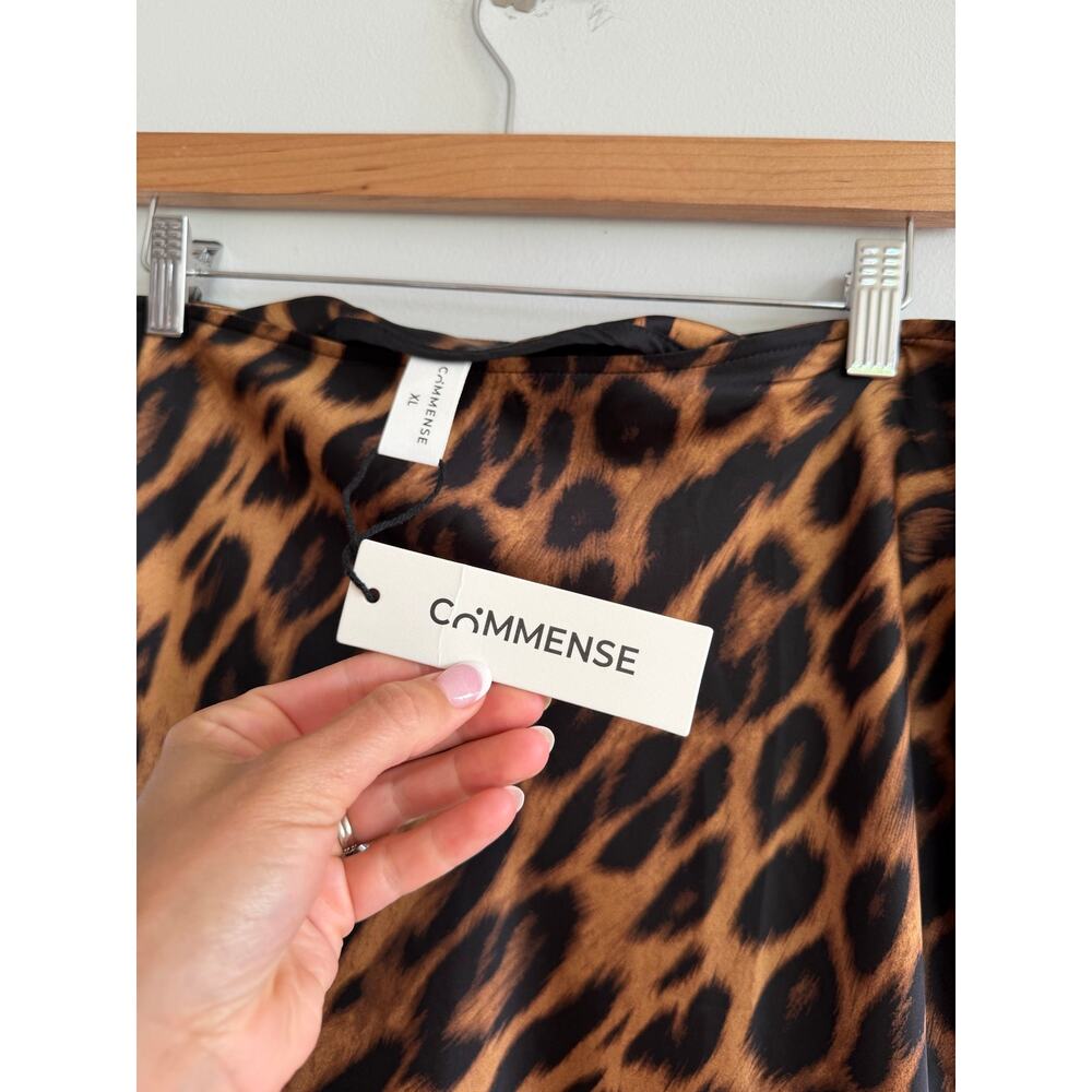 Commense Slim Leopard Print Maxi Skirt Brown Black XL NWT - Picture 8 of 9